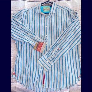 Robert Graham men’s button down shirt flipcuffs2XL